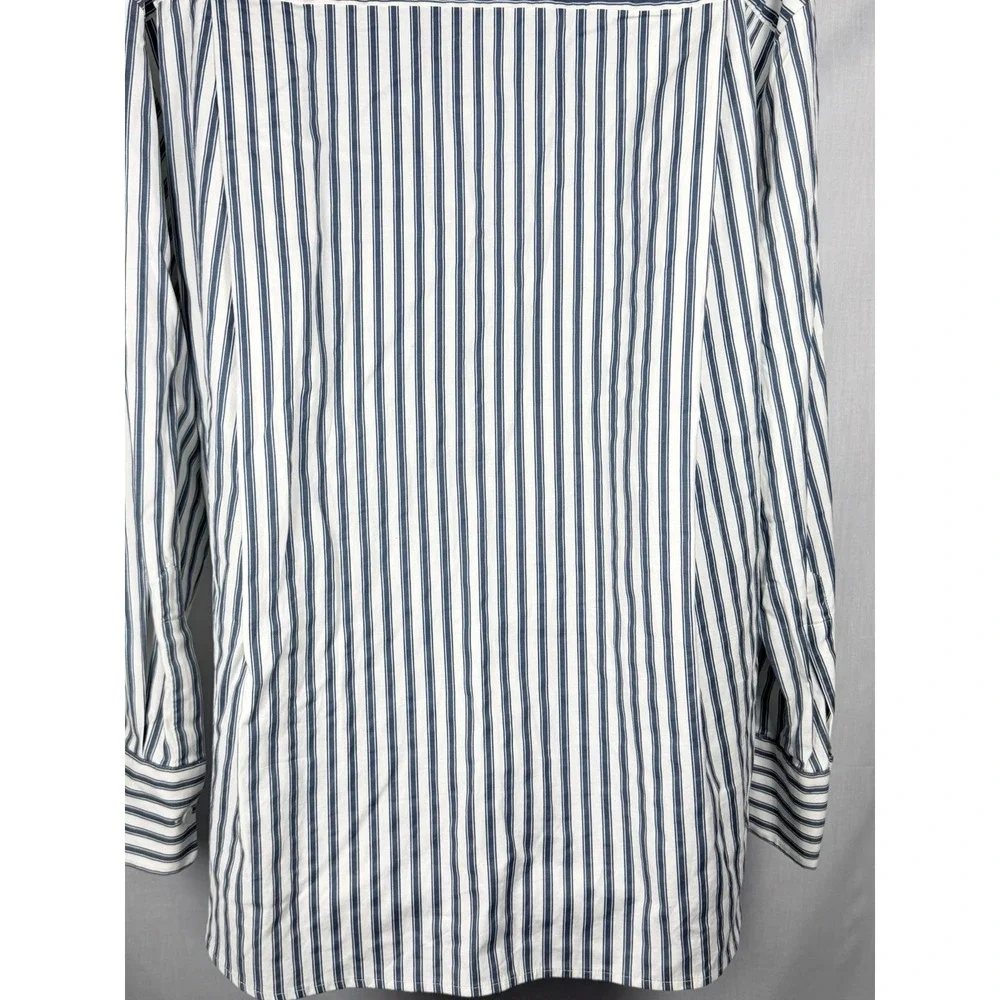 Reformation Will Oversized Shirt Savoy Stripe Womens M Blue Organic Cotton - Picture 12 of 12